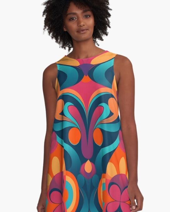 Groovy Retro Sixties A-Line Dress by Hashola Designs