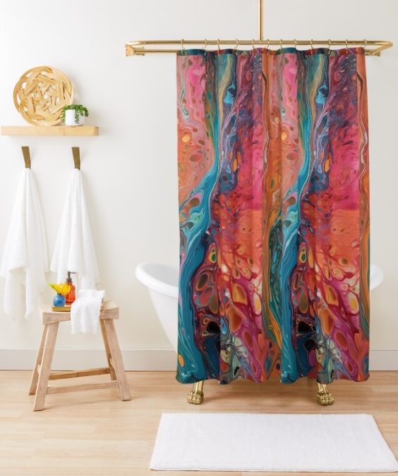 Psychedelic Wet Paint Splash Shower Curtain