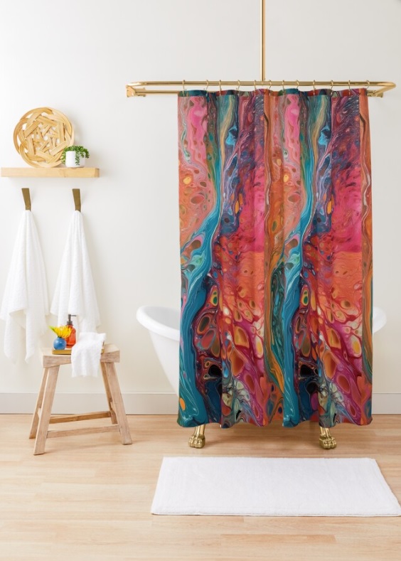 Psychedelic Wet Paint Splash Shower Curtain