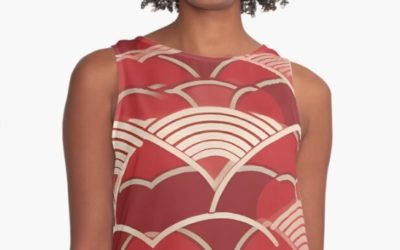 Seigaiha Red and Tope Sleeveless Top by Hashola Designs